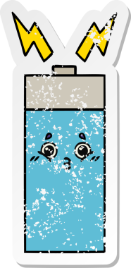 Bir insan tarafından çizilmiş şirin bir karikatür bataryasının sıkıntılı çıkartması.