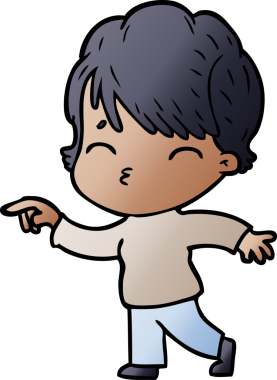 Bir insan tarafından çizilmiş bir çizgi film kadını.