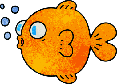 Bir insan tarafından çizilmiş garip bir karikatür balığı.