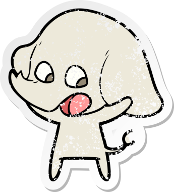 Bir insan tarafından çizilmiş şirin bir filin sıkıntılı çıkartması