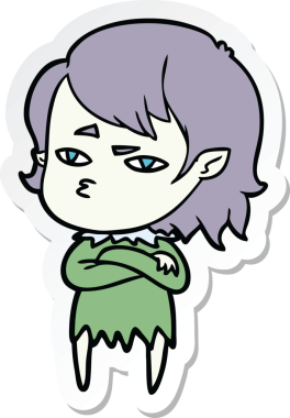 Bir insan tarafından çizilmiş vampir bir kızın çıkartması.