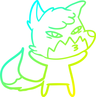 Bir insan tarafından çizilmiş akıllı bir tilkinin soğuk çizgi çizimi.