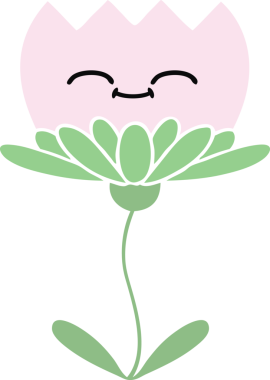 Bir insan tarafından çizilmiş bir çiçeğin düz renkli retro karikatürü