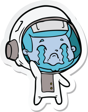 Bir insan tarafından çizilmiş ağlayan bir astronotun çıkartması.