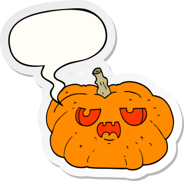 bir insan tarafından çizilmiş balkabağı konuşma baloncuğu etiketli