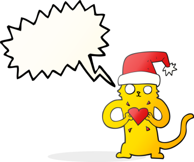 Bir insan tarafından çizilmiş serbest konuşma balonu çizgi filmi kedi sevdalısı Noel