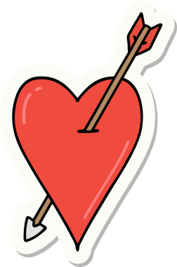 Bir insan tarafından çizilmiş ok ve kalp şeklinde dövme çıkartması.