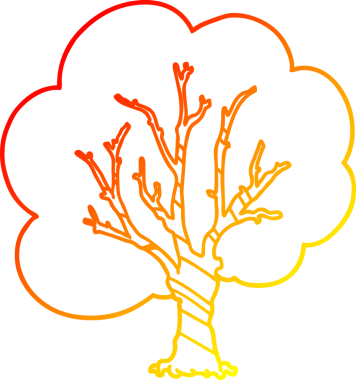 Bir insan tarafından çizilmiş bir çizgi film ağacının sıcak gradyan çizimi