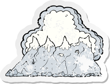 Bir insan tarafından çizilmiş bir çizgi film dağ silsilesinin gerilimli yapıştırması.