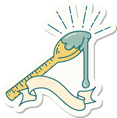 Bir insan tarafından çizilmiş bal dolu dövme stili çıkartması.