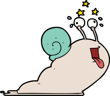 Bir insan tarafından çizilmiş çılgın çizgi film salyangozu.