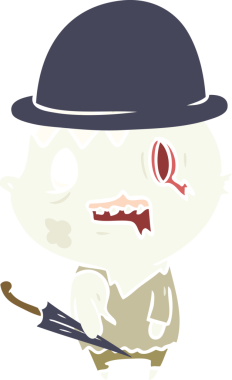 Bir insan tarafından çizilmiş düz renk çizgi film iş zombisi