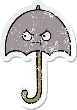 Bir insan tarafından çizilmiş şirin bir şemsiyenin sıkıntılı çıkartması.