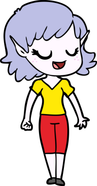 Bir insan tarafından çizilmiş mutlu elf kızı.