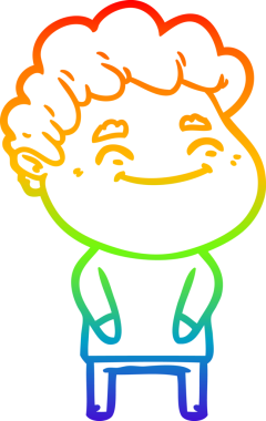 Bir insan tarafından çizilmiş gökkuşağı gradyan çizgi çizimi.