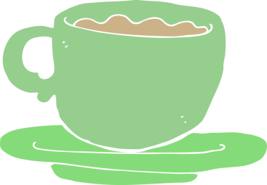 Bir insan tarafından çizilmiş düz renkli bir çay fincanı.