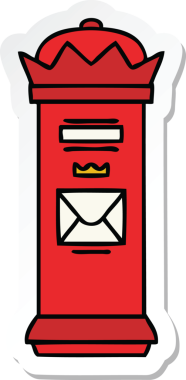 Bir insan tarafından çizilmiş şirin bir İngiliz posta kutusunun çıkartması.