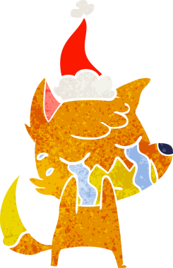 Ağlayan tilki eli, bir insan tarafından çizilmiş Noel Baba şapkasının retro çizimi.