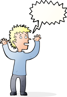 Bir insan tarafından çizilmiş konuşma balonu olan heyecanlı bir çocuk.