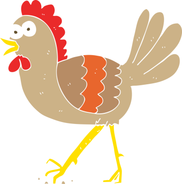 Bir insan tarafından çizilmiş tavuğun düz renk çizimi