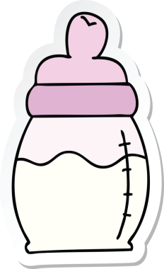Bir insan tarafından çizilmiş garip bir el yazısı bebek sütü şişesi.