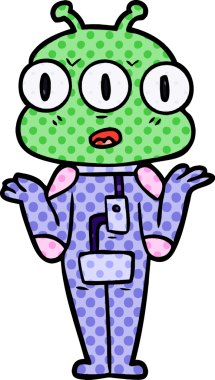 Bir insan tarafından çizilmiş üç gözlü uzaylı omuz silkmesi.