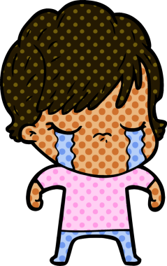 Bir insan tarafından çizilmiş ağlayan çizgi film kadını.