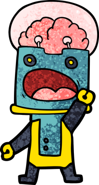 Bir insan tarafından çizilmiş çizgi film robotu