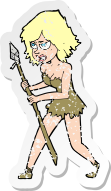 Bir insan tarafından çizilmiş mağara kızına ait gerilimli bir çıkartma.