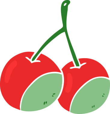 Bir insan tarafından çizilmiş düz renkli kirazlar