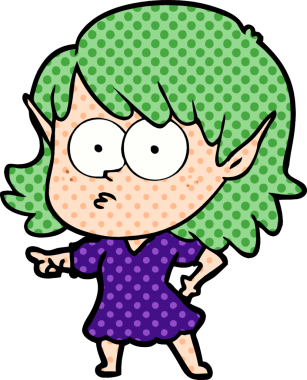 Bir insan tarafından çizilmiş çizgi film elf kızı.