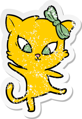 Bir insan tarafından çizilmiş karikatür bir kedinin sıkıntılı çıkartması.