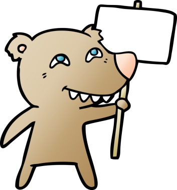 Bir insan tarafından çizilmiş protestolu çizgi film karakteri.