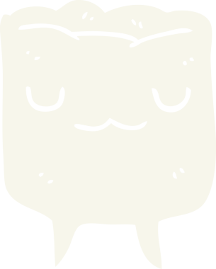 Bir insan tarafından çizilmiş düz renkli çizgi film dişi