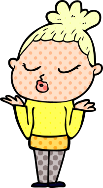 Bir insan tarafından çizilmiş sakin bir kadın çizgi filmi.