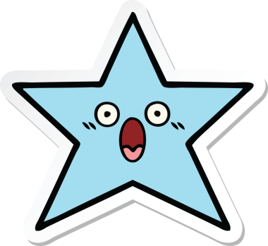 Bir insan tarafından çizilmiş şirin bir çizgi film yıldızının çıkartması.