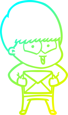 Bir çizgi film karakteri çizen soğuk çizgi bir insan tarafından çizilmiş mutlu çocuk.