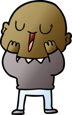 Bir insan tarafından çizilmiş mutlu, kel adam.