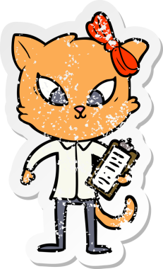 Bir insan tarafından çizilmiş karikatür bir kedinin sıkıntılı çıkartması.