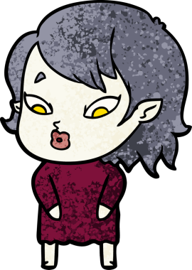 Bir insan tarafından çizilmiş şirin vampir kız çizgi filmi.