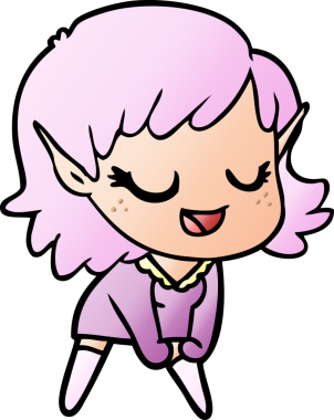 Bir insan tarafından çizilmiş mutlu elf kızı.