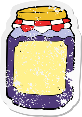 Bir insan tarafından çizilmiş reçel kavanozunun gerilimli reçel etiketi.