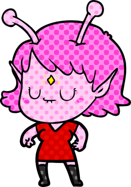 Bir insan tarafından çizilmiş uzaylı kız.