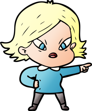 Çizgi film bir insan tarafından çizilmiş stresli kadın.