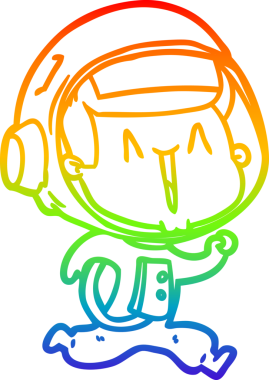 gökkuşağı gradyan çizimi mutlu bir çizgi astronot çizimi bir insan tarafından çizildi