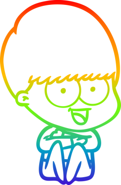 gökkuşağı gradyanı çizimi bir insan tarafından çizilmiş mutlu bir çizgi film çocuğu