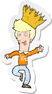 Bir insan tarafından çizilmiş kağıt taç giyen bir karikatürist çıkartması.