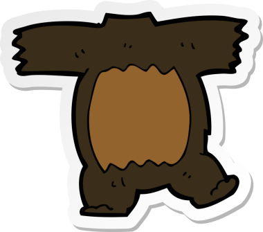 Bir insan tarafından çizilmiş karikatür siyah ayı gövdesinin etiketi.