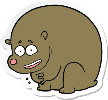 Bir insan tarafından çizilmiş çizgi film ayısının çıkartması.