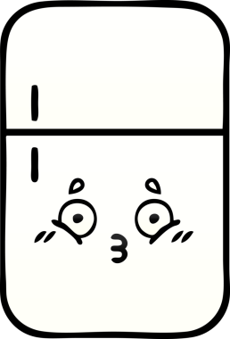 Bir insan tarafından çizilmiş bir buzdolabının gölgelenmiş karikatürü.